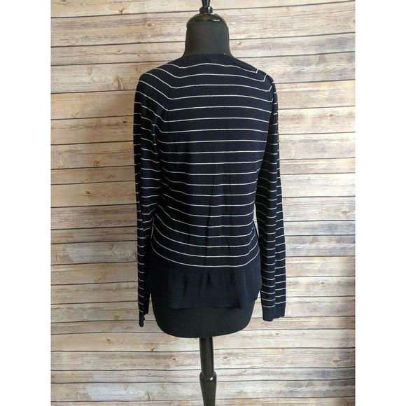Ann Taylor Loft Navy Blue and White Striped Sweater medium - Picture 2 of 4